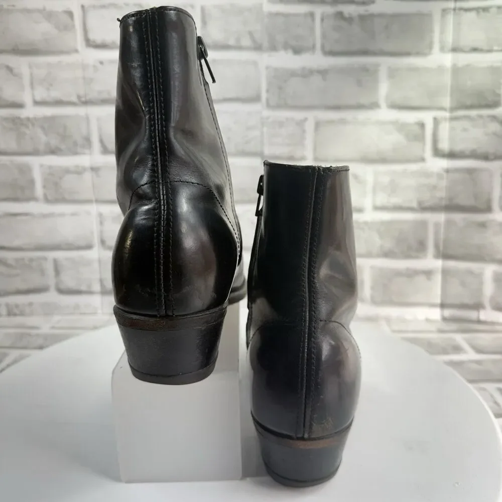 Hanover Vintage Men's 8 D/B Black Leather Ankle Zip Western Classic Boots